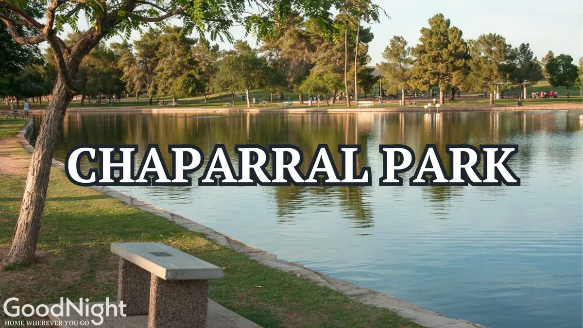 This image depicts a serene park scene with a peaceful lake, park benches, and lush trees surrounding the water. The calm atmosphere invites families to enjoy picnics, strolls, and moments of relaxation together, echoing the section's emphasis on nearby parks and outdoor recreation.